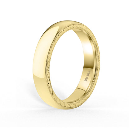 Wheat Engraved Milgrain Wedding Band, 5mm