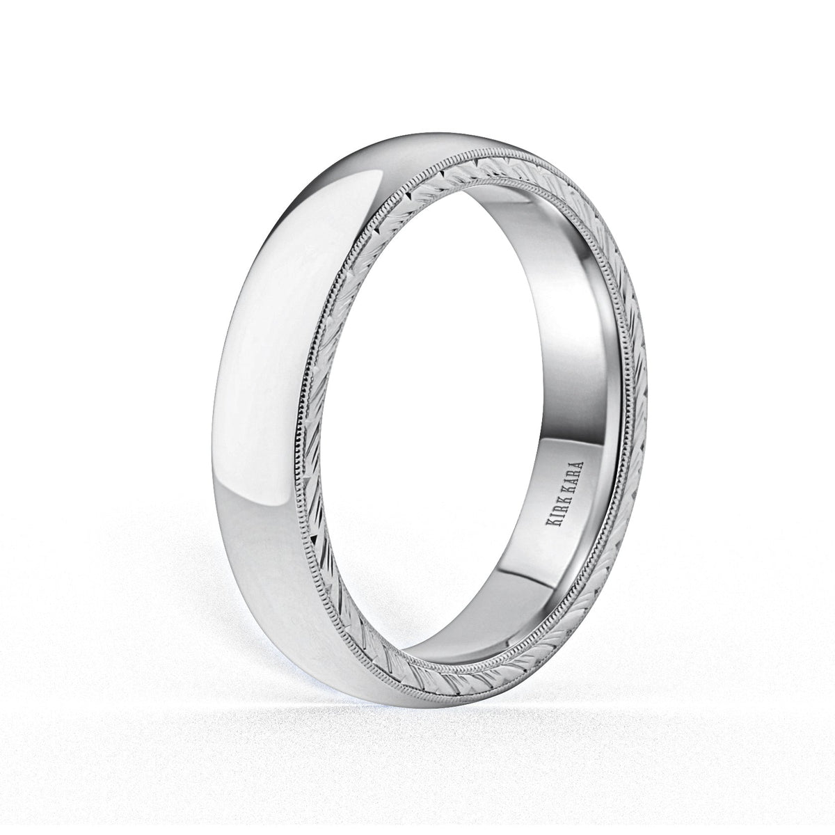Wheat Engraved Milgrain Wedding Band, 5mm