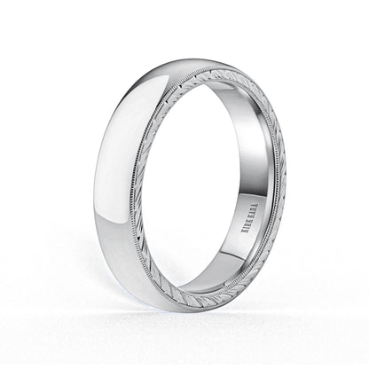 Wheat Engraved Milgrain Wedding Band, 5mm