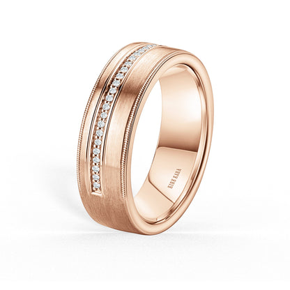 Diamond Pavé Accent Satin Wedding Band, 7mm