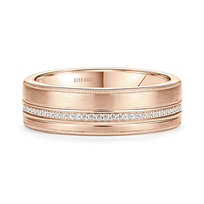 Diamond Pavé Accent Satin Wedding Band, 7mm
