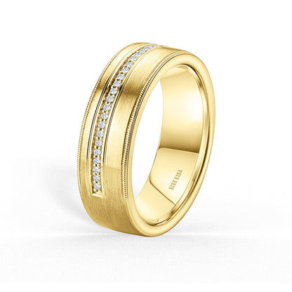 Diamond Pavé Accent Satin Wedding Band, 7mm