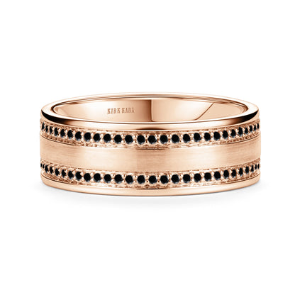 Black Diamond Eternity Satin Wedding Band, 7.5mm