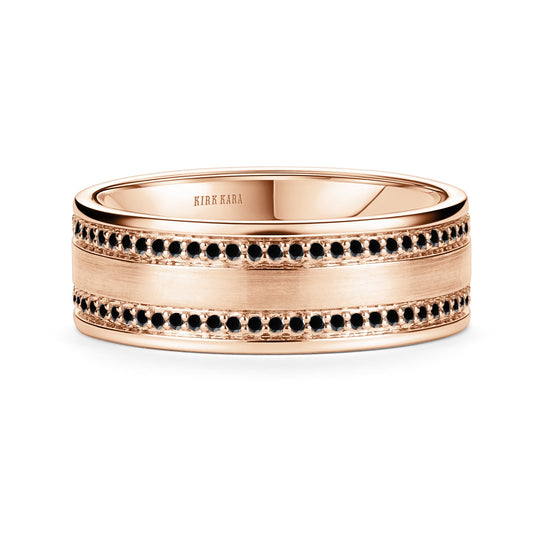 Black Diamond Eternity Satin Wedding Band, 7.5mm