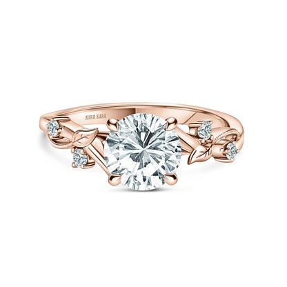 Leaf Accent Diamond Cathedral Engagement Ring