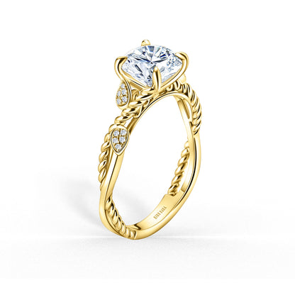 Rope Floral Diamond Cathedral Engagement Ring