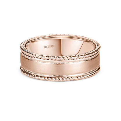 Rope Edge Satin Finish Wedding Band, 7.50mm