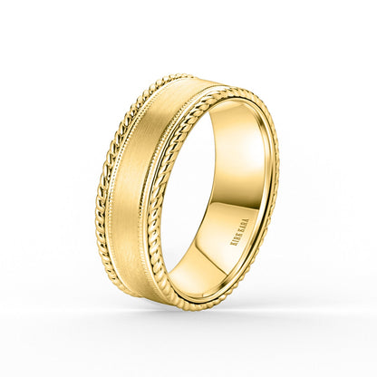 Rope Edge Satin Finish Wedding Band, 7.50mm