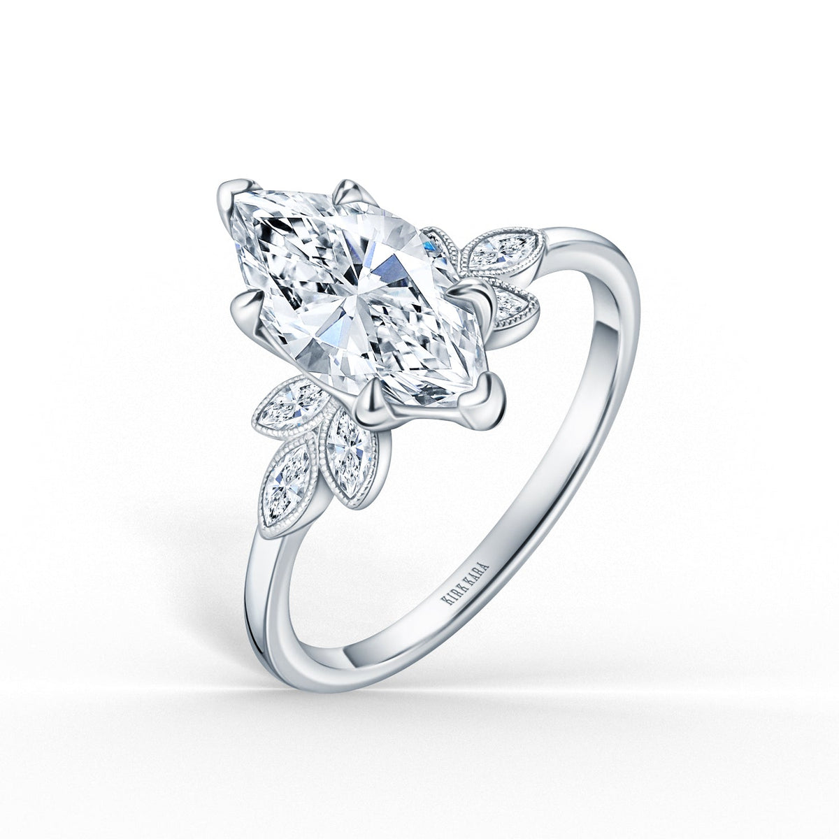 Floral Marquise Boho Diamond Engagement Ring