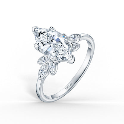 Floral Marquise Boho Diamond Engagement Ring