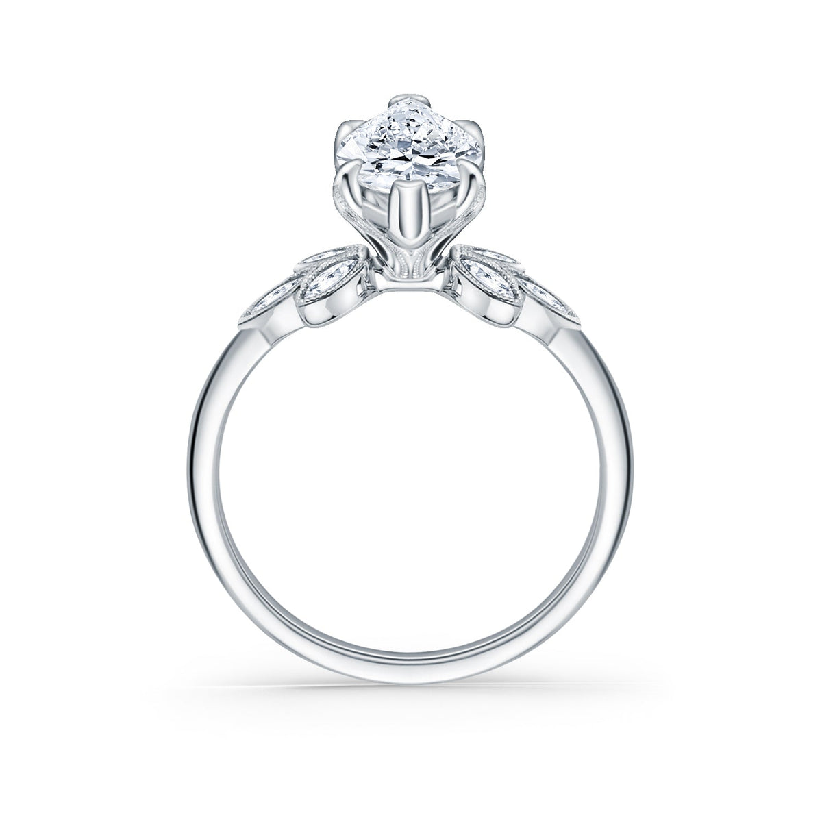 Floral Marquise Boho Diamond Engagement Ring