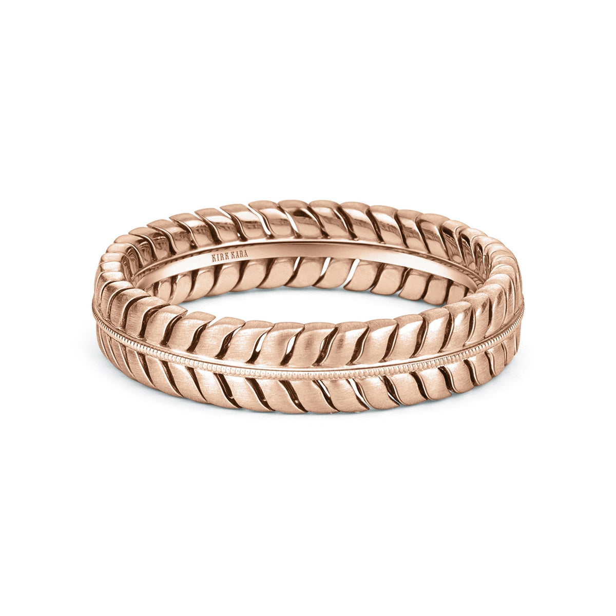 Leaf Eternity Sating Milgrain Wedding Band, 5mm