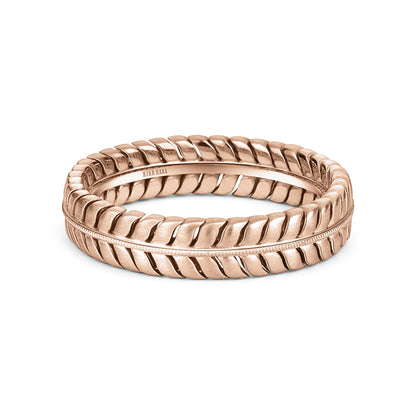 Leaf Eternity Sating Milgrain Wedding Band, 5mm