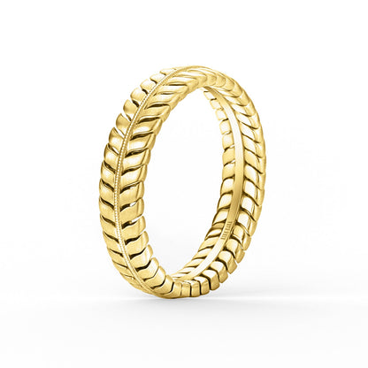 Leaf Eternity Sating Milgrain Wedding Band, 5mm