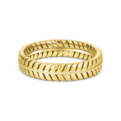 Leaf Eternity Sating Milgrain Wedding Band, 5mm