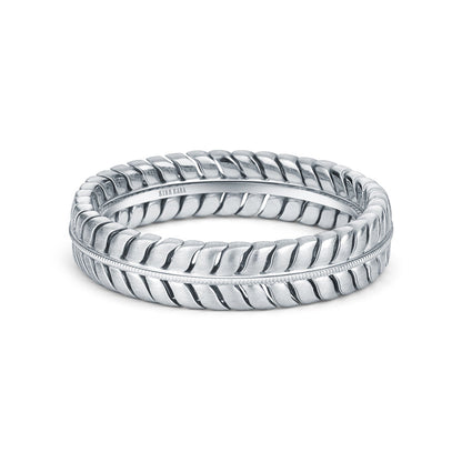Leaf Eternity Sating Milgrain Wedding Band, 5mm