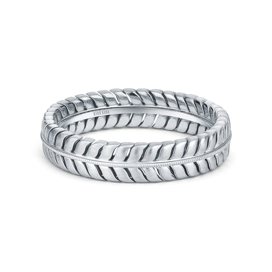 Leaf Eternity Sating Milgrain Wedding Band, 5mm