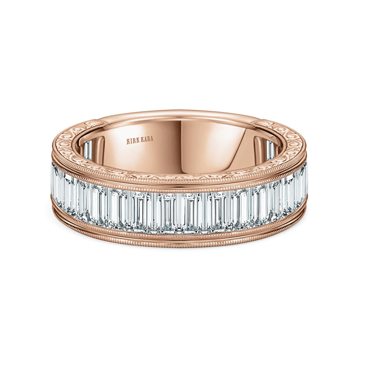 Channel Baguette Engraved Fashion Wedding Band