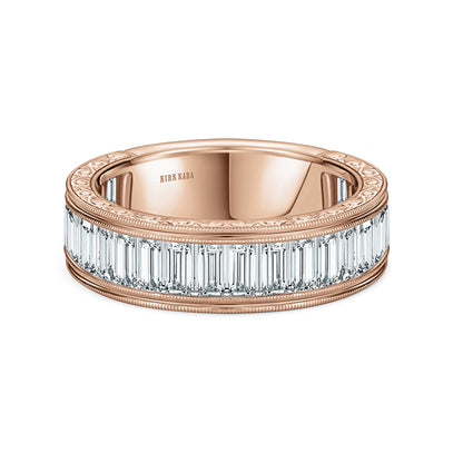 Channel Baguette Engraved Fashion Wedding Band