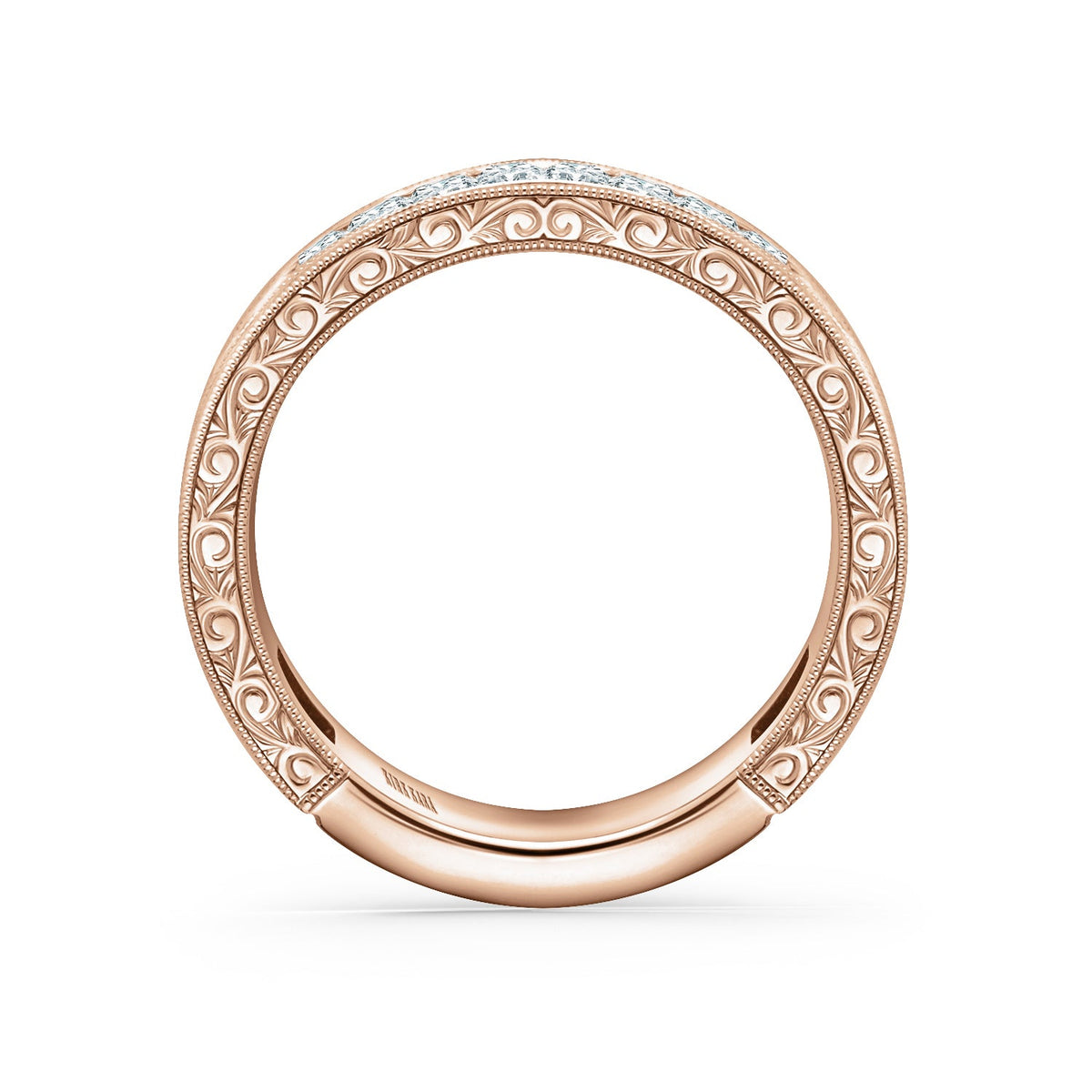 Channel Baguette Engraved Fashion Wedding Band