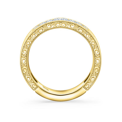 Channel Baguette Engraved Fashion Wedding Band