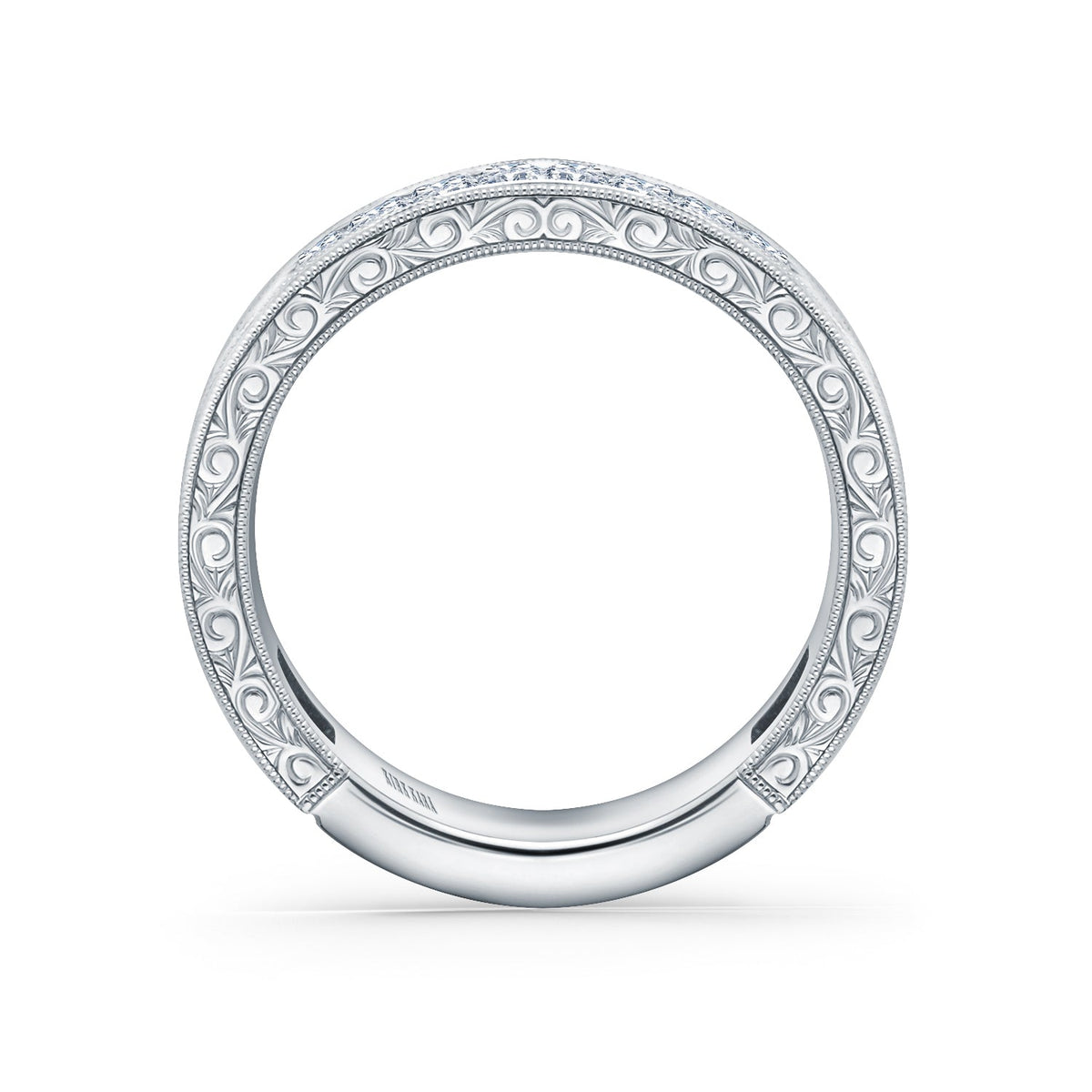Channel Baguette Engraved Fashion Wedding Band