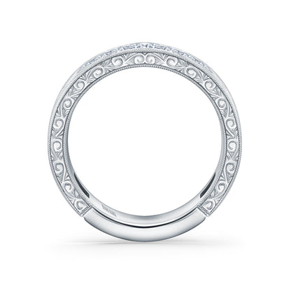 Channel Baguette Engraved Fashion Wedding Band