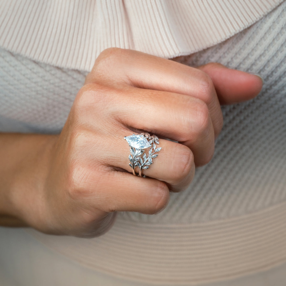 Floral Leaf Inspired Classic Engagement Ring