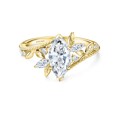 Boho Leaf Milgrain Diamond Engagement Ring
