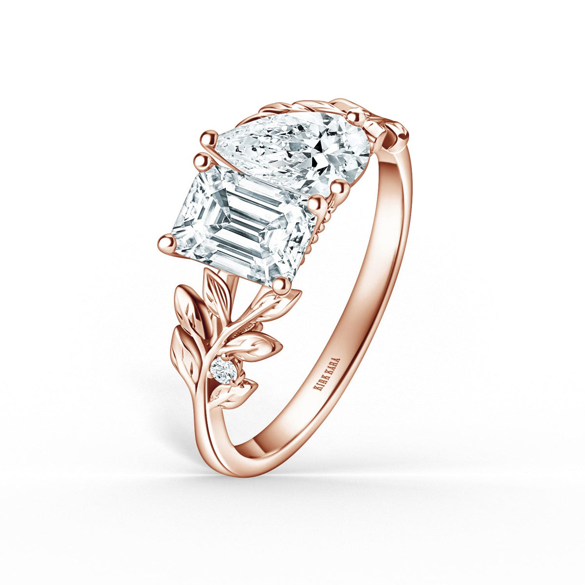 Floral Leaf Inspired Moi et Toi Diamond Engagement Ring
