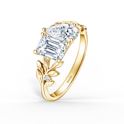 Floral Leaf Inspired Moi et Toi Diamond Engagement Ring