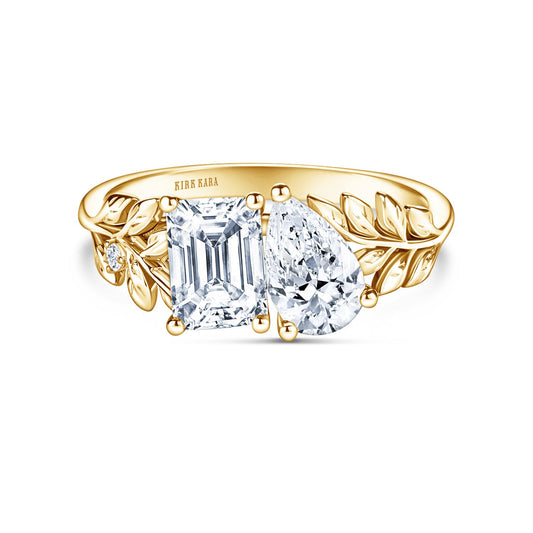 Floral Leaf Inspired Moi et Toi Diamond Engagement Ring