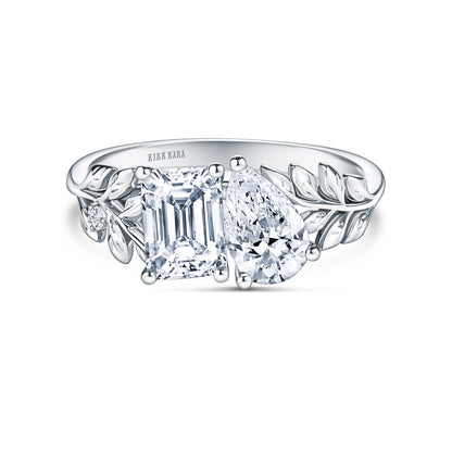 Floral Leaf Inspired Moi et Toi Diamond Engagement Ring