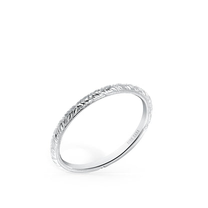 Delicate Wheat Engraved Milgrain Wedding Band