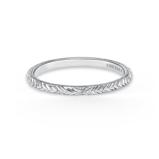 Delicate Wheat Engraved Milgrain Wedding Band