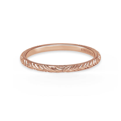 Delicate Wheat Engraved Milgrain Wedding Band