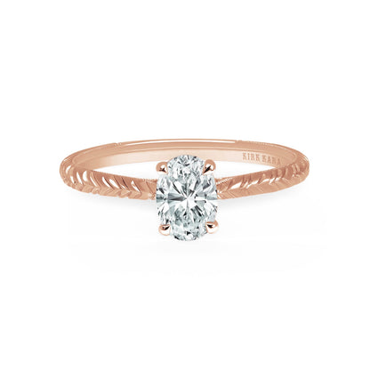 Delicate Wheat Engraved Cathedral Engagement Ring