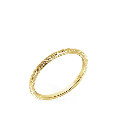 Delicate Wheat Engraved Milgrain Wedding Band