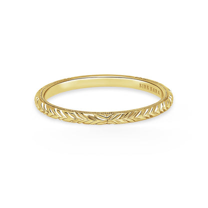 Delicate Wheat Engraved Milgrain Wedding Band