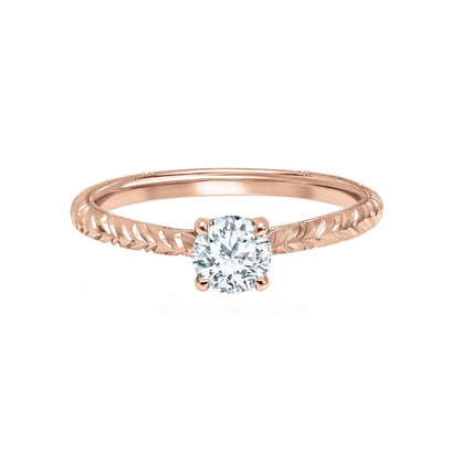 Delicate Wheat Engraved Cathedral Engagement Ring