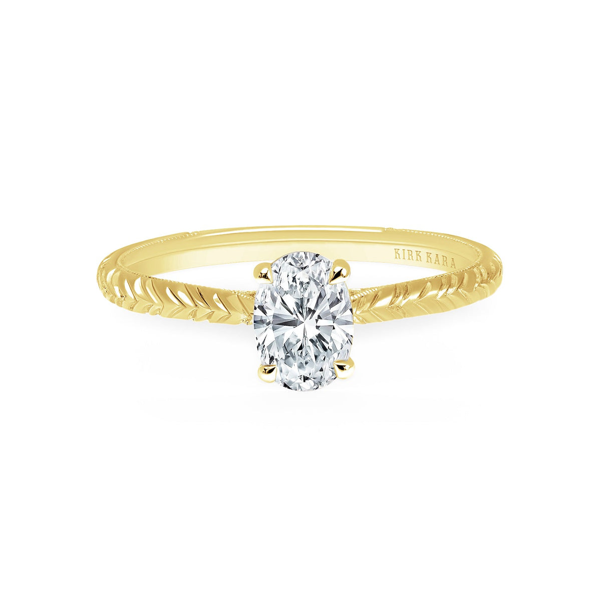 Delicate Wheat Engraved Cathedral Engagement Ring