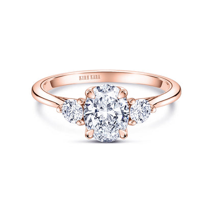 Three Stone Round Side Stone Diamond Engagement Ring