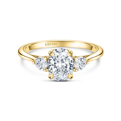 Three Stone Round Side Stone Diamond Engagement Ring