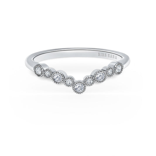 Bubble Milgrain Diamond V Wedding Band