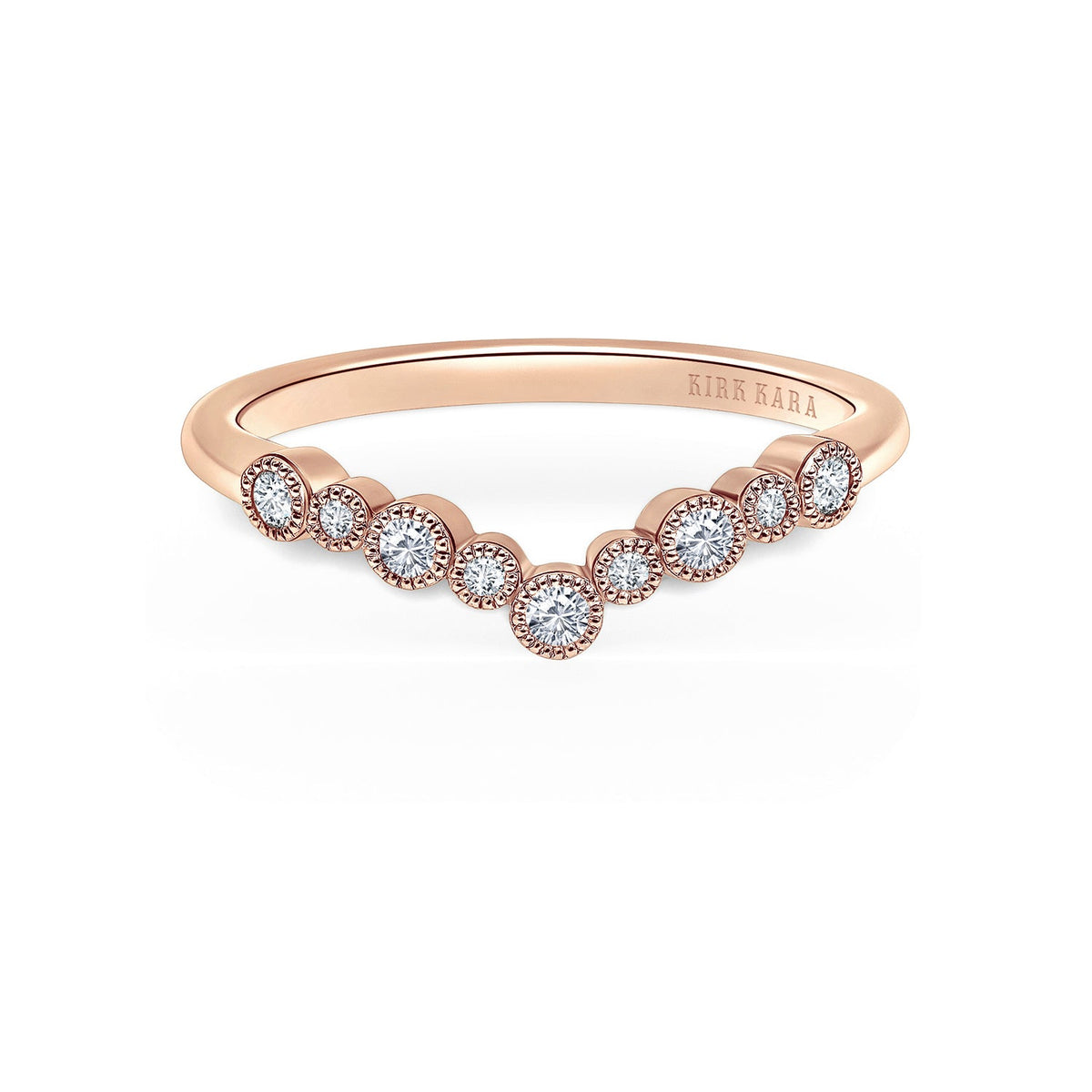 Bubble Milgrain Diamond V Wedding Band