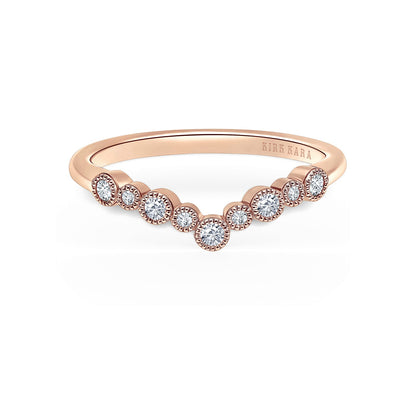 Bubble Milgrain Diamond V Wedding Band