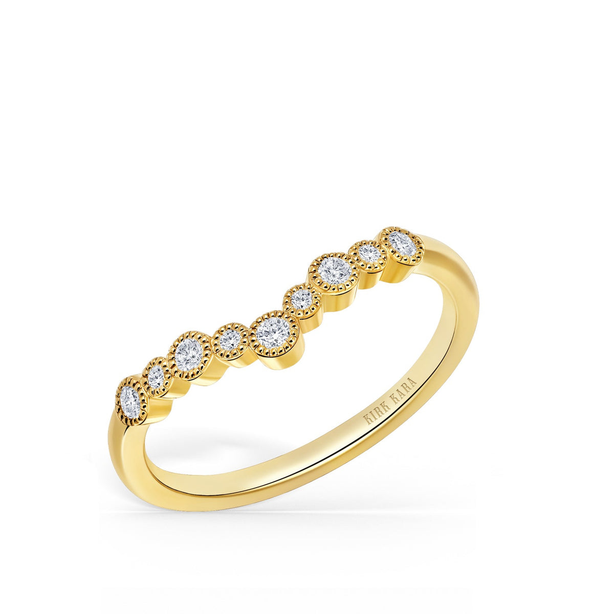 Bubble Milgrain Diamond V Wedding Band