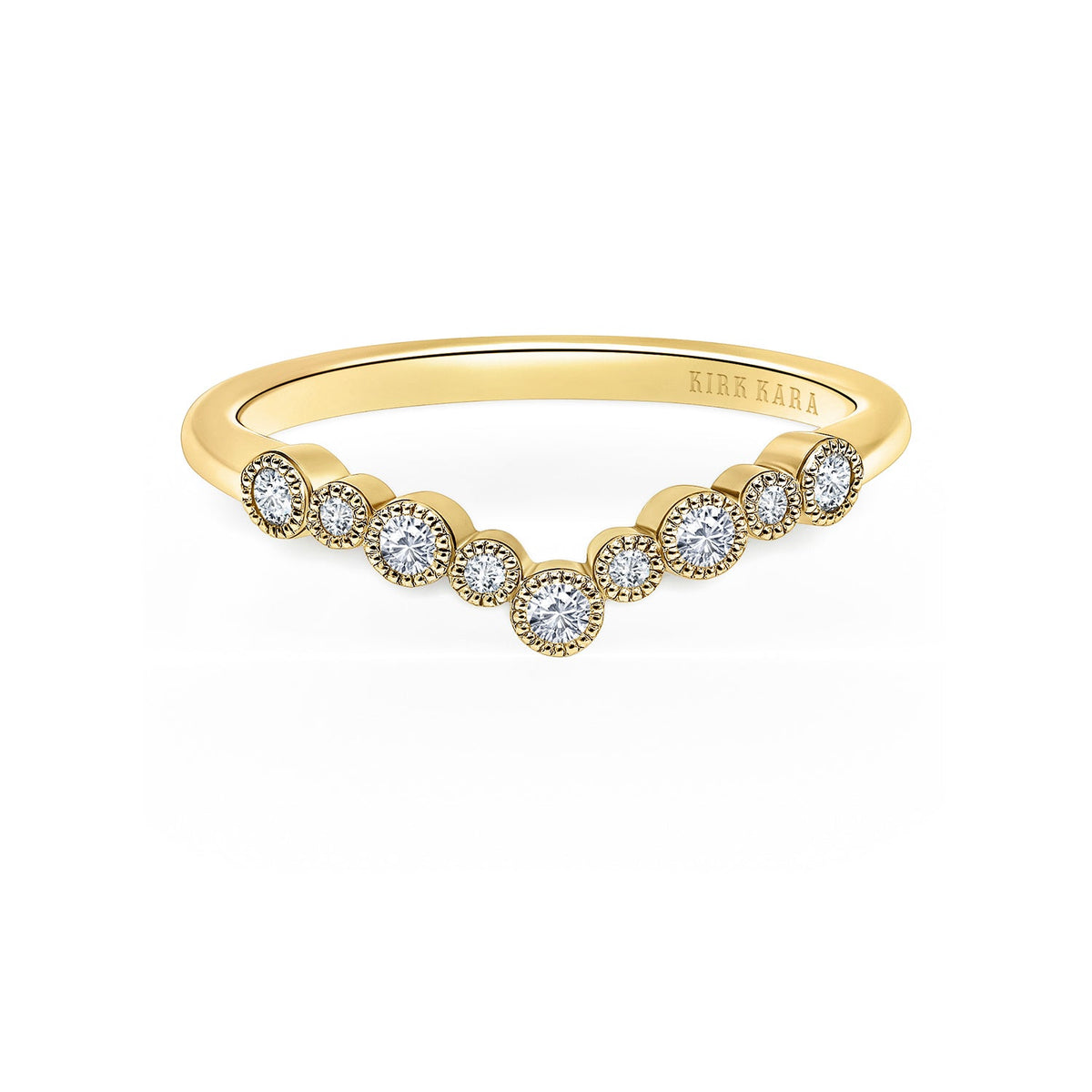 Bubble Milgrain Diamond V Wedding Band