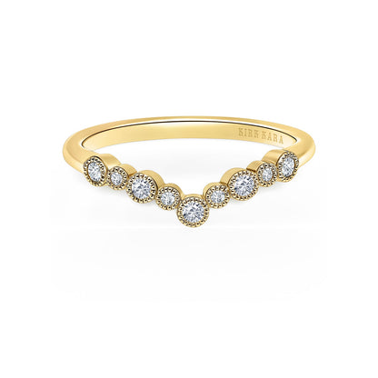 Bubble Milgrain Diamond V Wedding Band