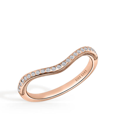 Boho Diamond Curved Wedding Band